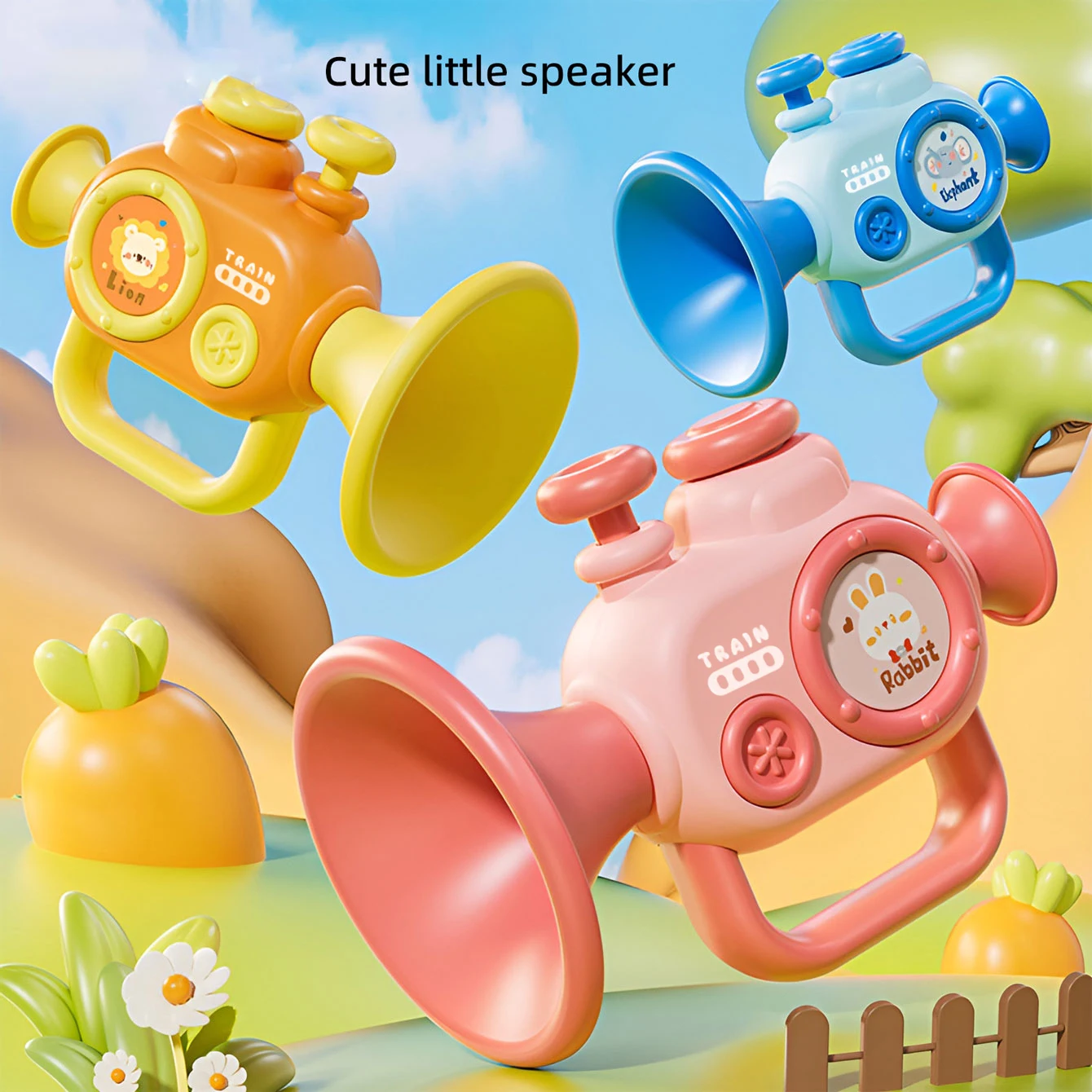 1Pcs Mini Kids Trumpet Toys Early Montessori Educational Horn Toy Colorful Musical Instruments for Children Birthday Gifts