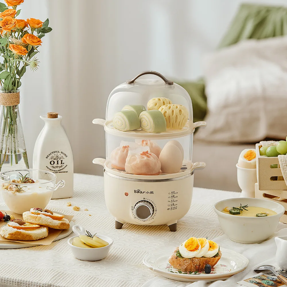 360W Double Layers Electric Egg Boiler Egg Cookers Breakfast Machine Automatic Multicooker Food Steamer Egg Custard with Timer