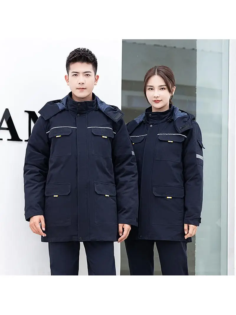 

Thiened down Jaet Men's Winter Coat Long Workwear Cotton Clothes Anti-Cold Removable Ci Casual Sle Oversized