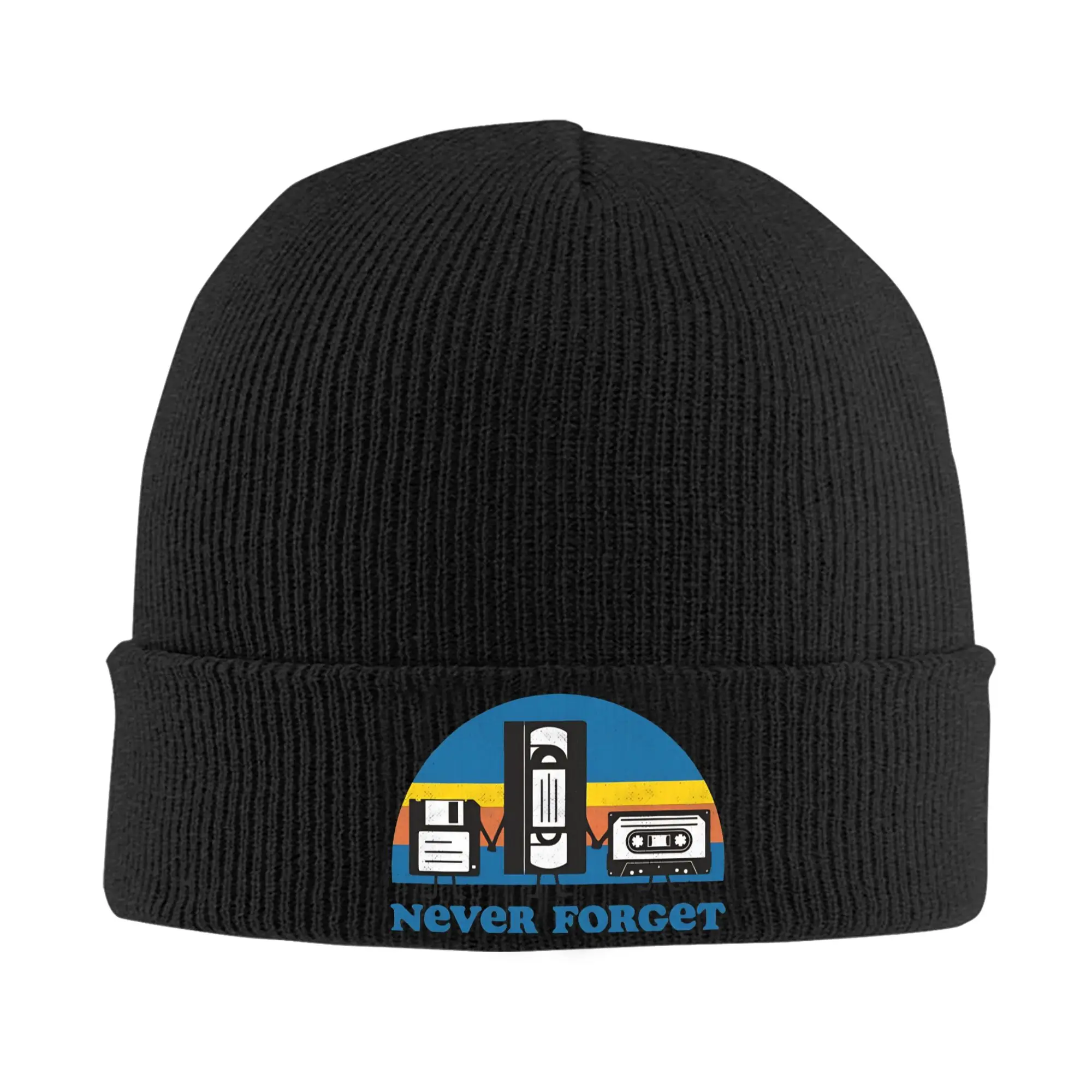 Never Forget Bonnet Hats  Beanie Hats Autumn Pattern Skullies Beanies Trendy Adult Unisex Kpop Thermal Elastic Cap