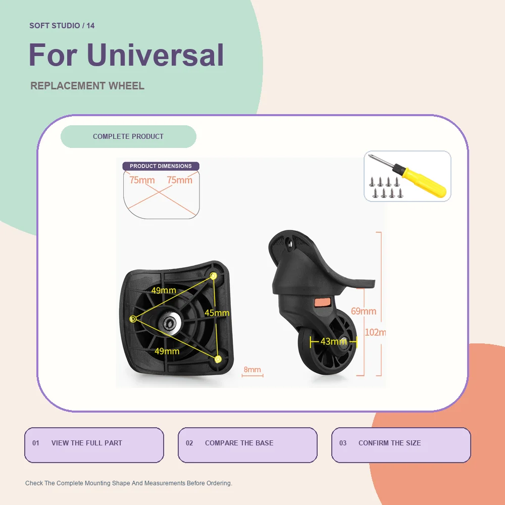 Soft Studio Suitcase Replacement Wheel For Universal Suitcase Wear Resistant Travel Repair Part Premium Travel