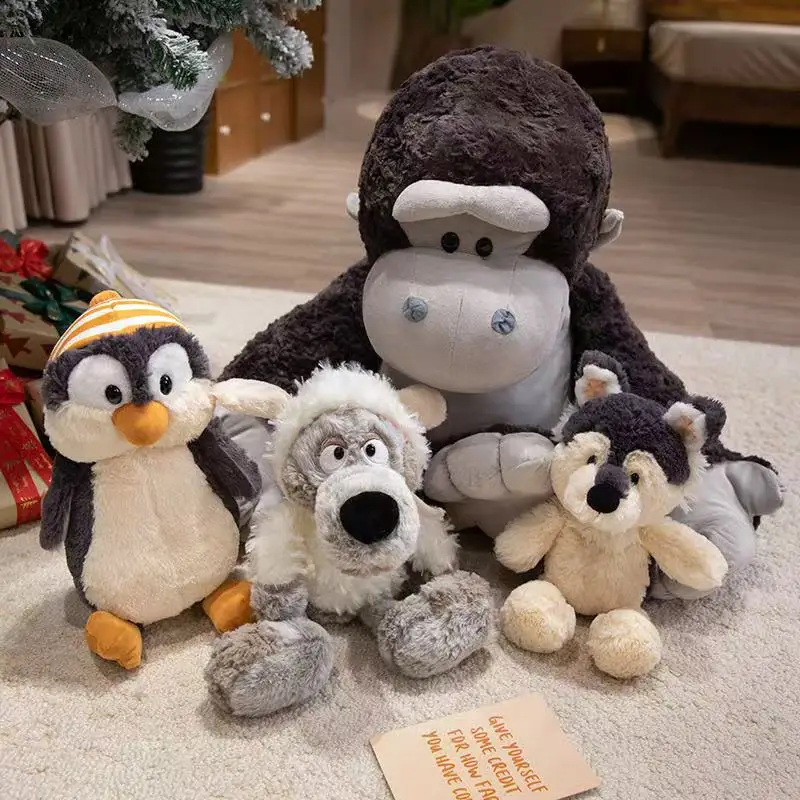 25/35cm nouvelle Imitation loup pingouin Husky gorille poupée doux remplissage en peluche jouet dessin animé mignon cadeau pour petite amie poupée amusante