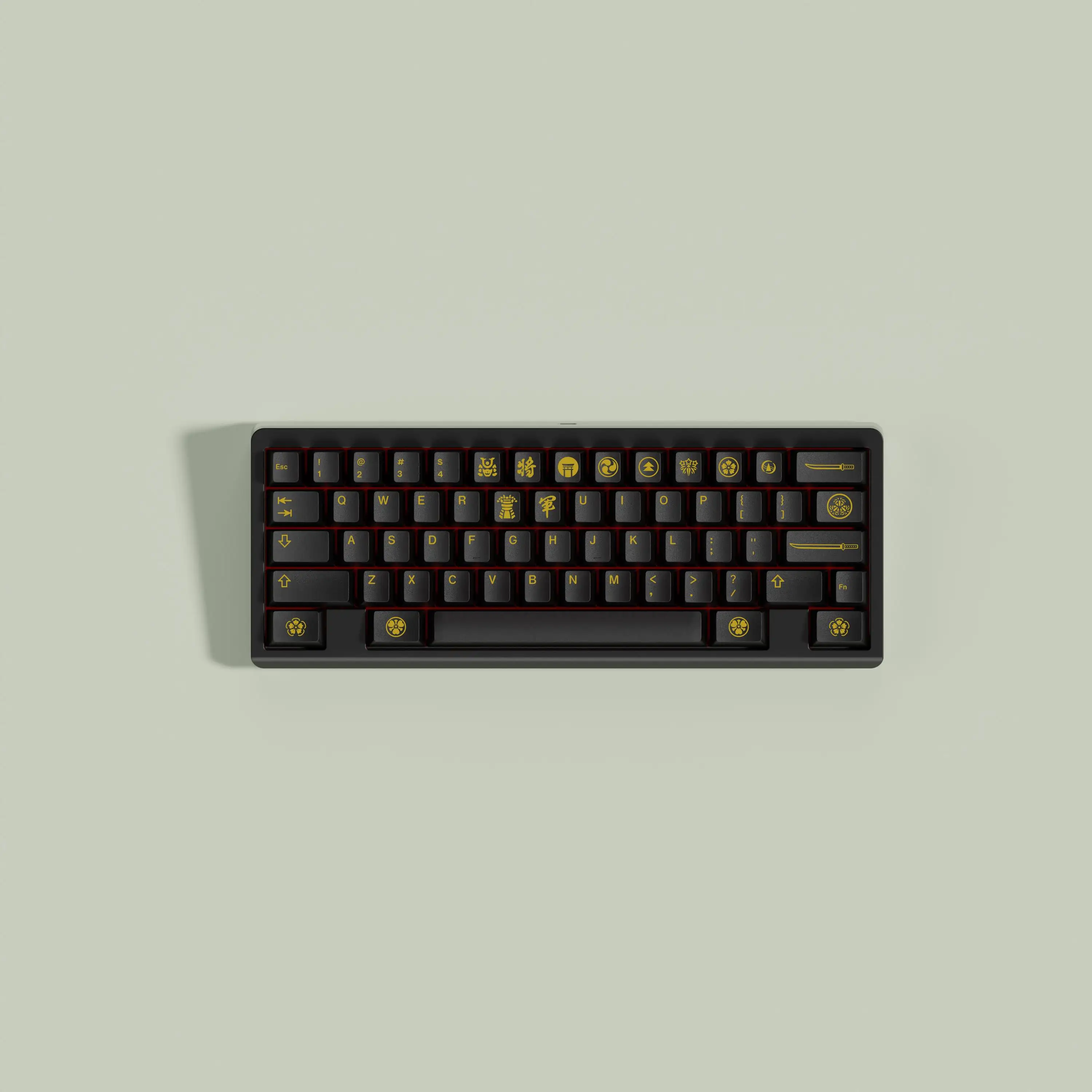 GMK black gold, full set of five-sided sublimation customized keycaps, including 7U compatible ALICE