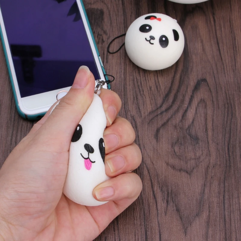 Panda Squishy Steamed Bun Bag Phone Pendant Lanyard Keychain Kid Toy Gift