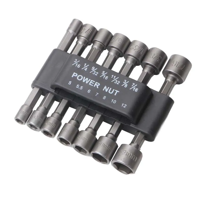 9/14pcs Power Nut Driver Drill Bit Set 5-12mm Hexagonal Shank Hex Nut Socket 1/4\