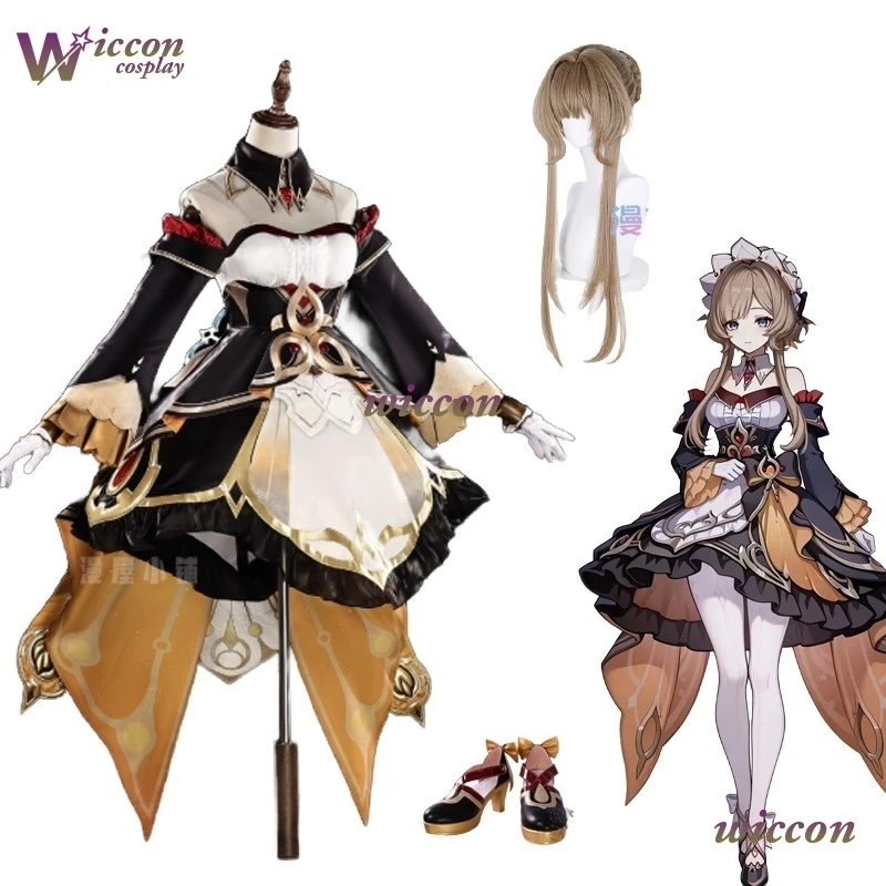 

Genshin Impact Sandrone Cosplay Costume Wig Marionette Dress Uniform Shoes Eleven Fatui Harbingers Halloween Party Women Girls