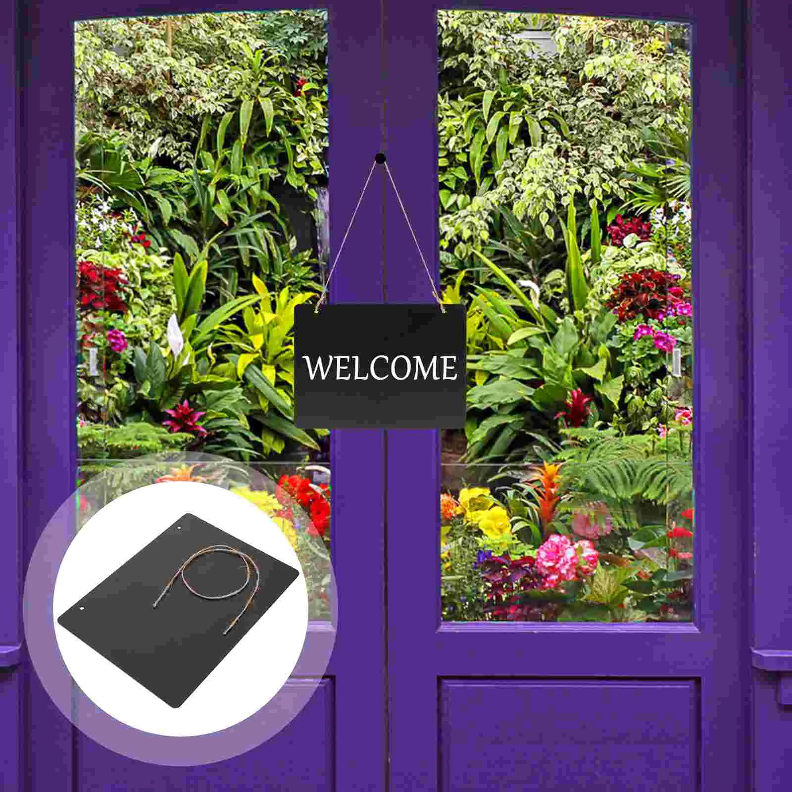 Reusable Chalkboard Sign The Rope Erasable Message Double-sided Blackboard Hanging Wooden