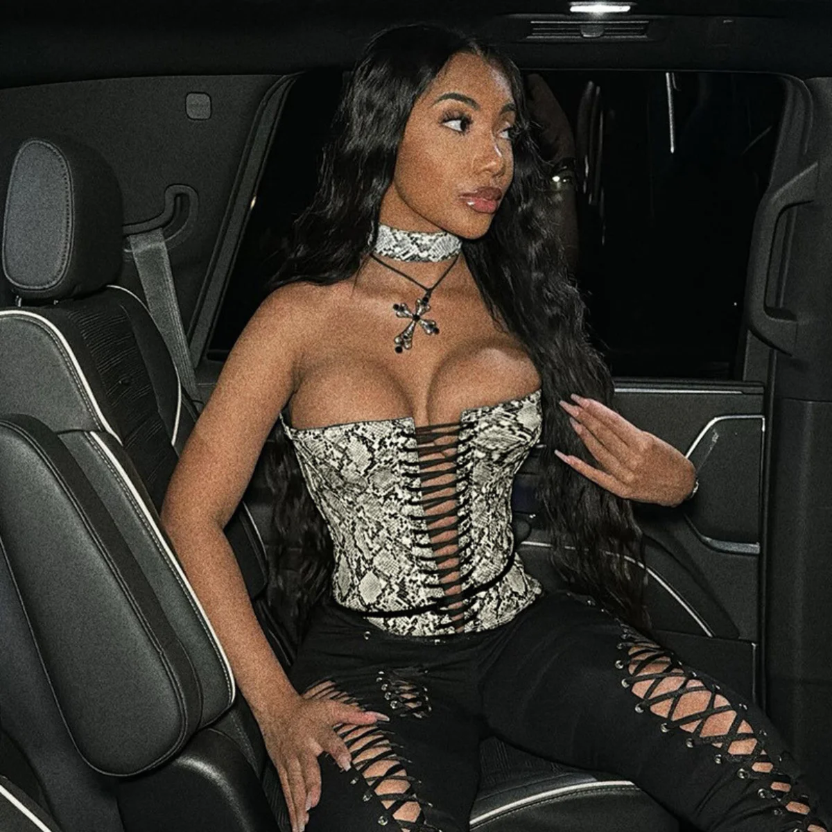 Serpentine Print Faux Leather Corset Sexy Slim Tube Top Coquette Women Skinny Vest Wild Midnight Clubwear Hipster Strapless Tops
