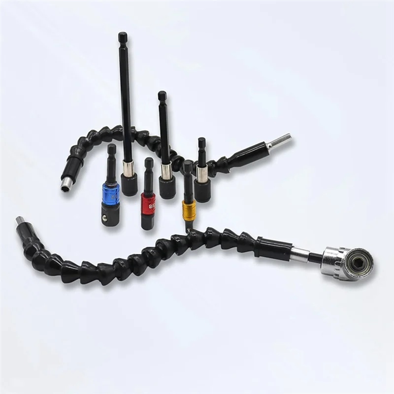 

AA63 HOT Flexible Drill Bit Extension Set 8Pcs, Hex Shank 105°Right Angle Drill Bit Attachment Kit Universal Socket Adapter