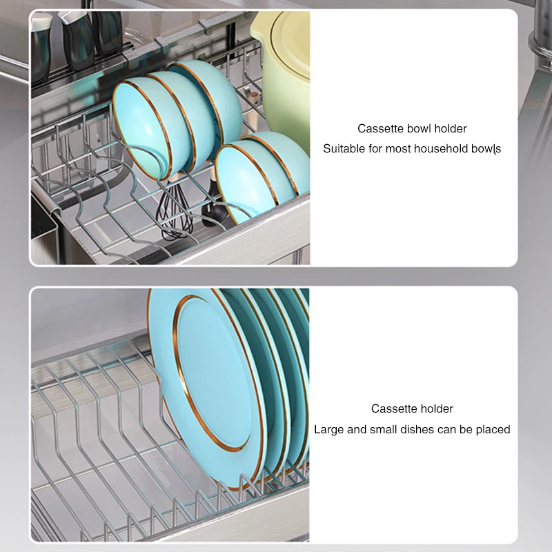 Stainless Steel Kitchen Sink Storage Rack Tabletop Multi-function Dish Drain Sink Shelf Household Sink Upper Dish Storage Holder