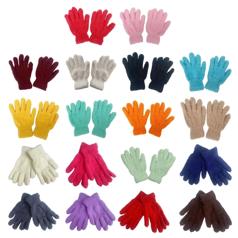 

Teenagers Winter Full-finger Gloves Solid Color Mitten Touchscreen Gloves