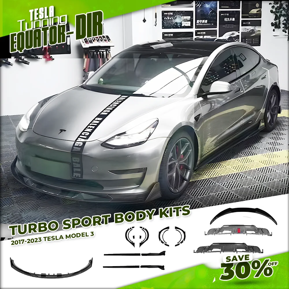 

Equator For Tesla 2017-2023 Model 3 Front Bumper Lip Side Skirt Rear Diffusser Glossy Black Turbo Bodykit 2023 Tesla Car Tuning