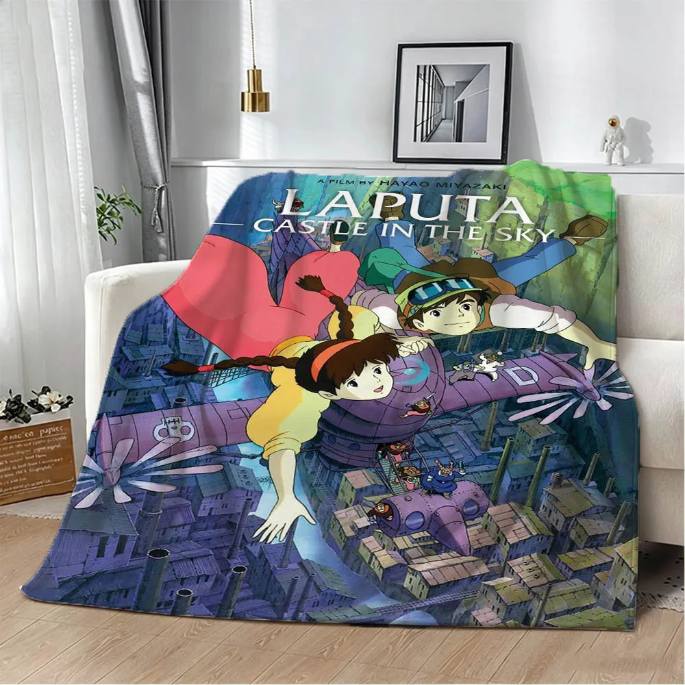 L-Laputa The C-Castle S-Sky Anime Flannel Blanket Soft Throw Blanket Art For Home Decor Bedroom Bed Sofa Cover Picnic Fans Gifts