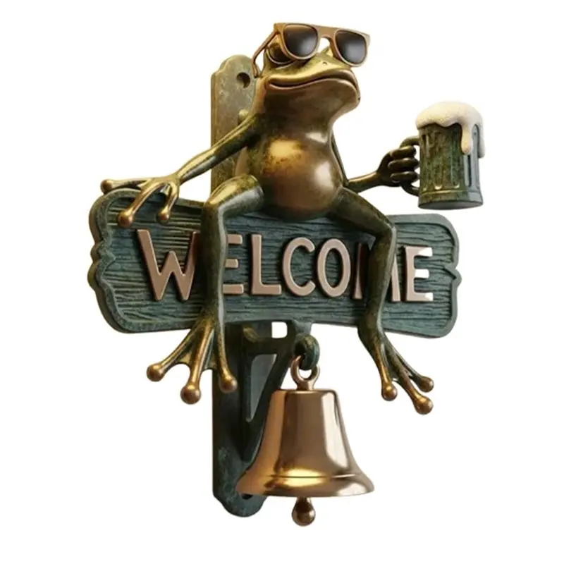 

НОВИНКА! ABAG】 Декоративный уличный дверной звонок «Забавная лягушка в солнечных очках», прикольный приветственный звонок для сада и веранды