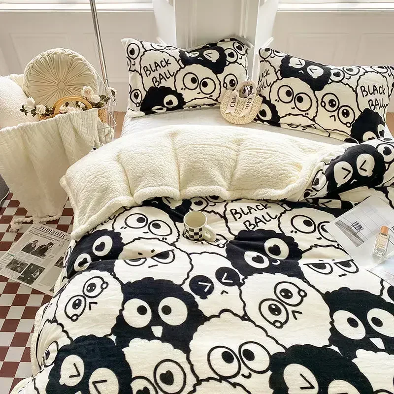 New Multifunctional Autumn Winter Blanket with Zipper Milk Fleece Lambswoo Duvet Cover Home Warm Blanket for Bed Quilt Covers