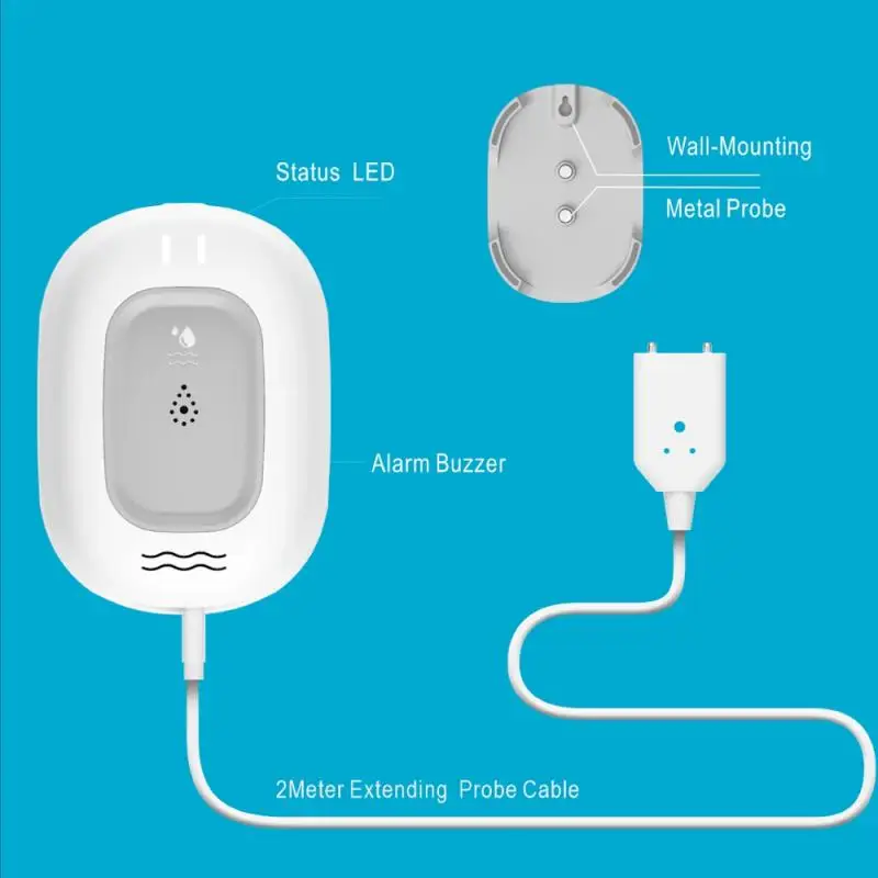 Sondas de vazamento duplas com controle por aplicativo, alarme de segurança residencial inteligente carregável, tuya, wi-fi, sensor de vazamento de água, multifuncional, 100db, novo