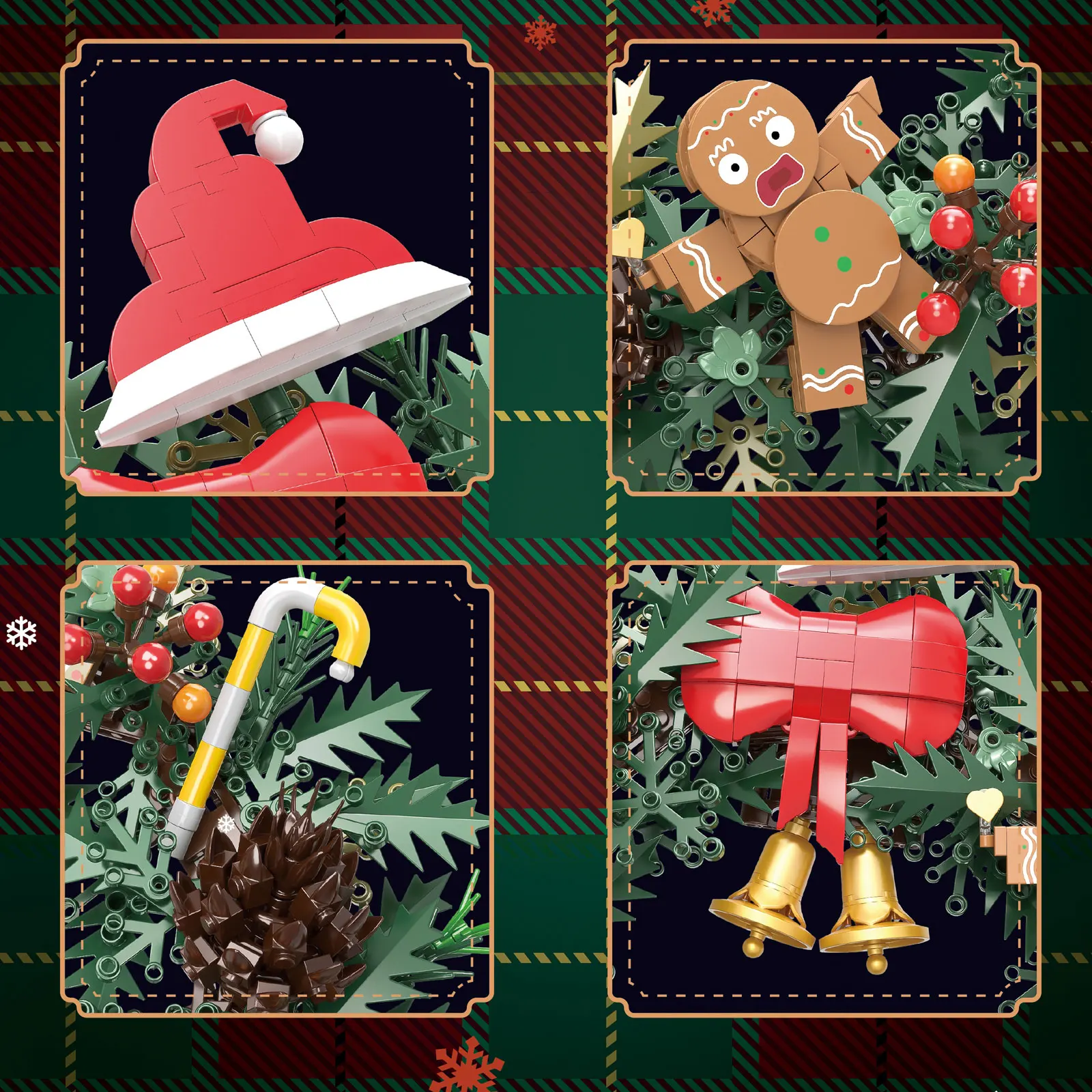 MOC Christmas Wreath Bouquet Building Blocks Festive Flower Decorations Photo Props Desktop Ornaments Assembly Toys Holiday Gift view 5