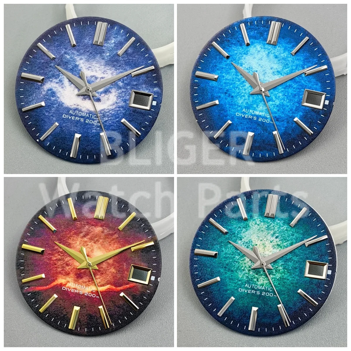 BLIGER NH35 Sterile Dial 29MM Gradient Black/Green/Red/Purple Watch Dial Gold Silver Mark Time For NH34A NH35A NH36A Movement