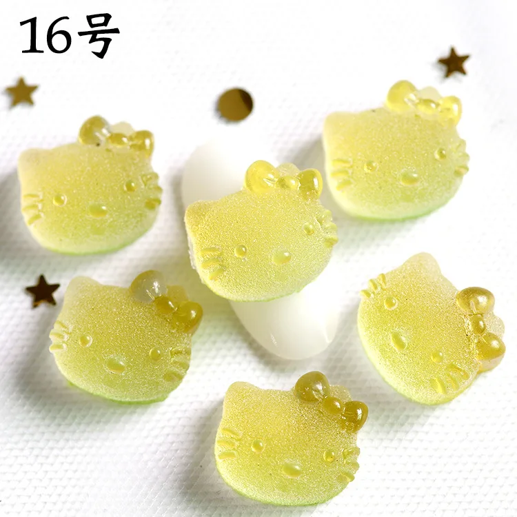 10Pcs New Kawaii Sanrio Hello Kittys Nail Charms Cartoon Diy Gradient Juice Fudge Shaped Nail Art Ornaments Cute Accessories