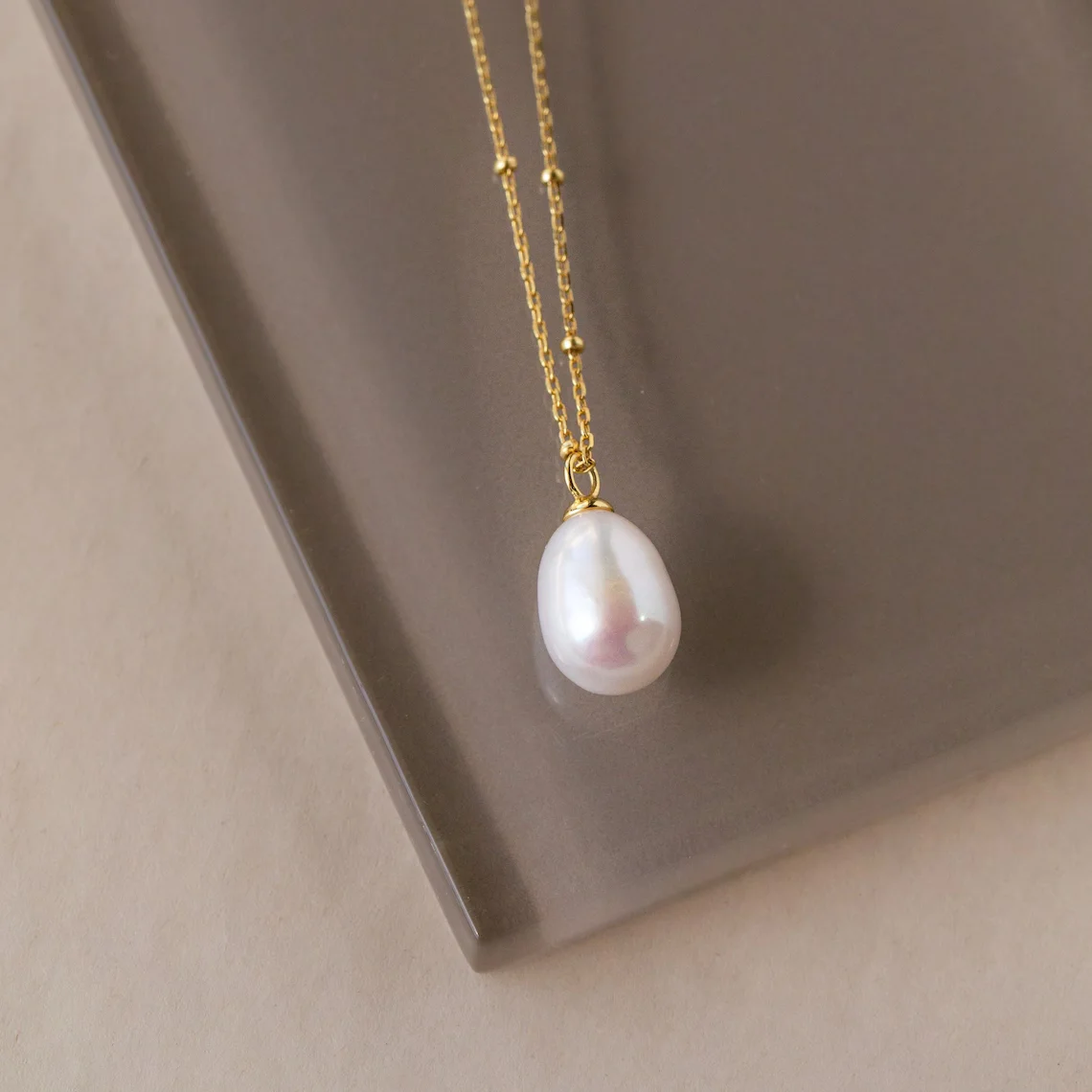 Exquisite Pearl Pendant Necklace Minimalist Stainless Steel Chain Women's Choke Ring Jewelry Best Gift