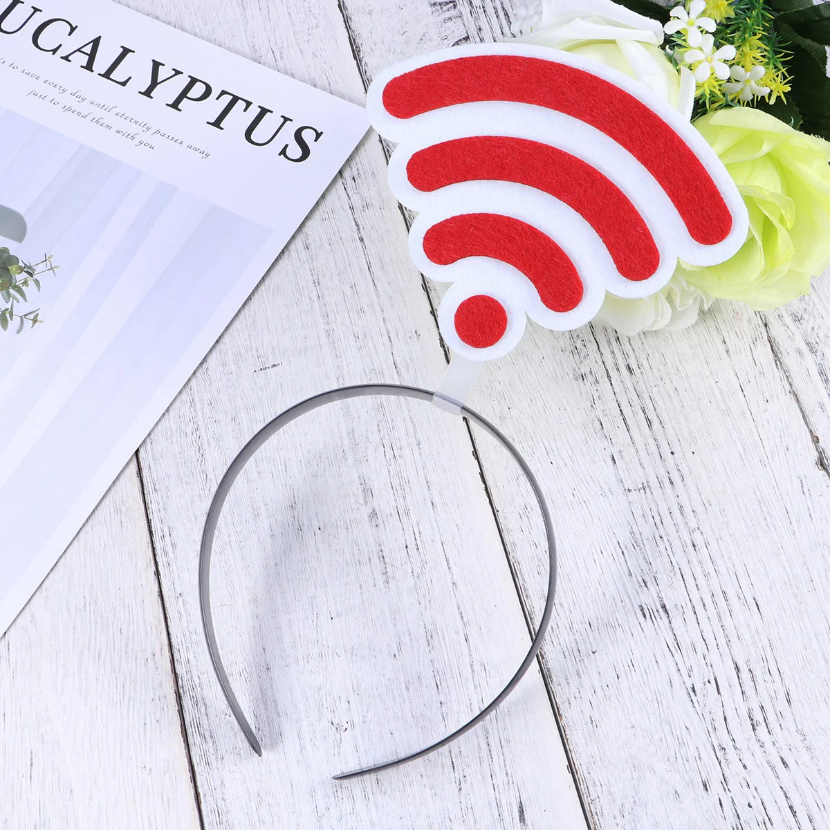 

Повязка на голову в форме WIFI, вечерние забавные петли для волос, застежка для волос, аксессуары для волос, аксессуары для платья для женщин и мужчин (красный)