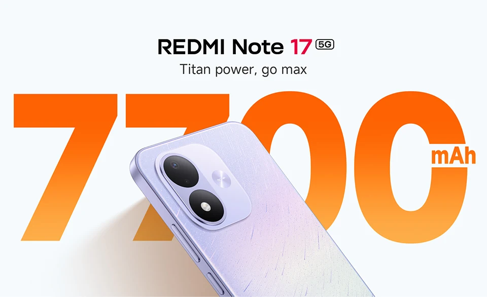 Global Version Xiaomi Redmi Note 17 5G Smartphone NFC Snapdragon® 4 Gen 4 CPU 7700mAh 45W 50MP 6.99" FHD+ AMOLED Display