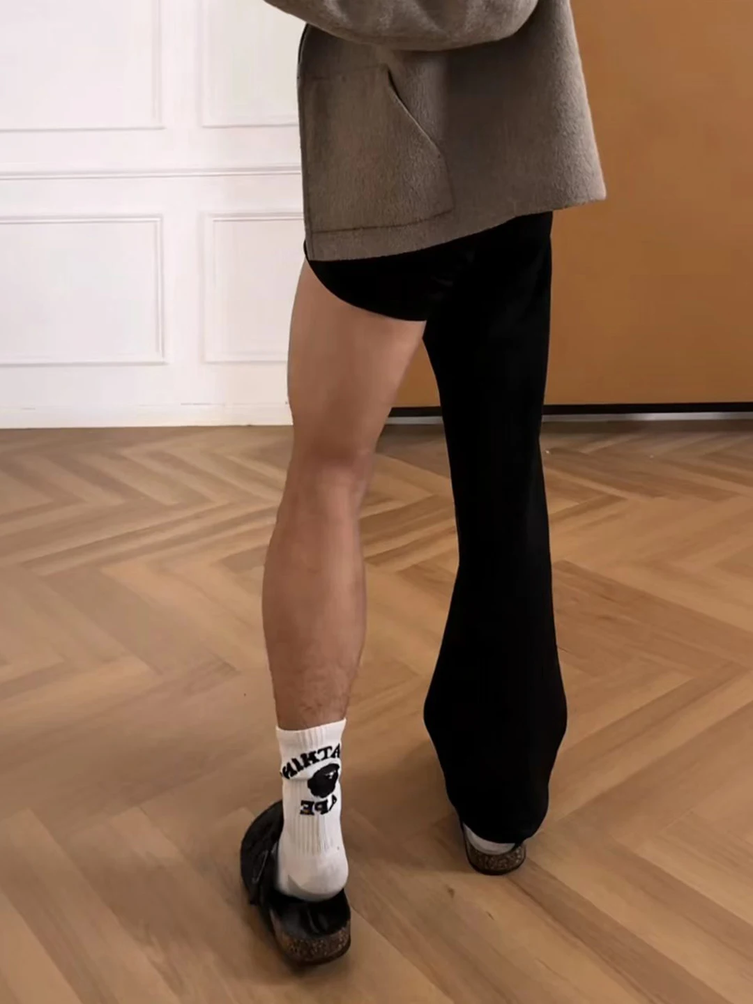 

Bla Knife High Waist Men's Pants Cleanfit Flared Casual Trousers Spring Season Slimming Effect Youth Faion Workwear