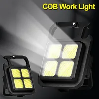 Mini LED Flashlight COB Keychain Work Light 3 Modes USB Rechargeable Keychain Lamp Portable Magnet Outdoor Camping Lantern Torch