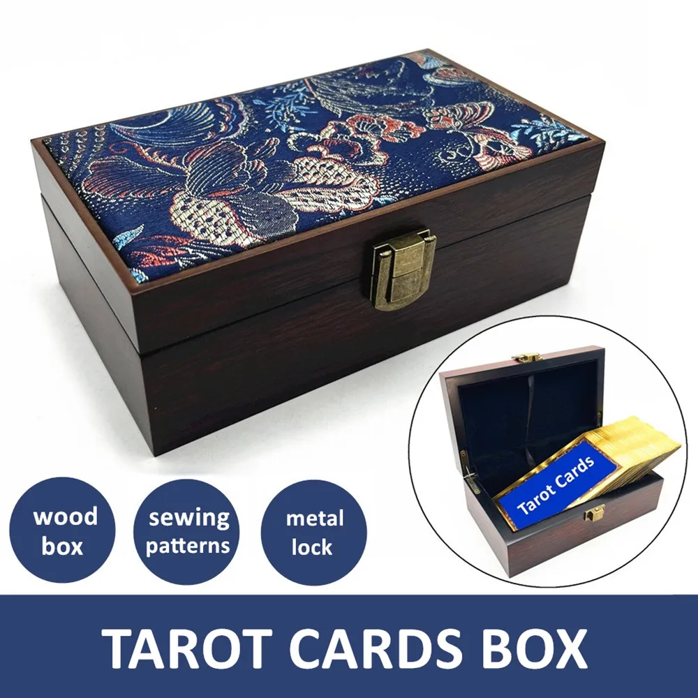 Wooden Tarot Cards Box Astrology Witch Divination Oracle Case Storage Bag Pouch Sewing Patterns Dice Accessories L770