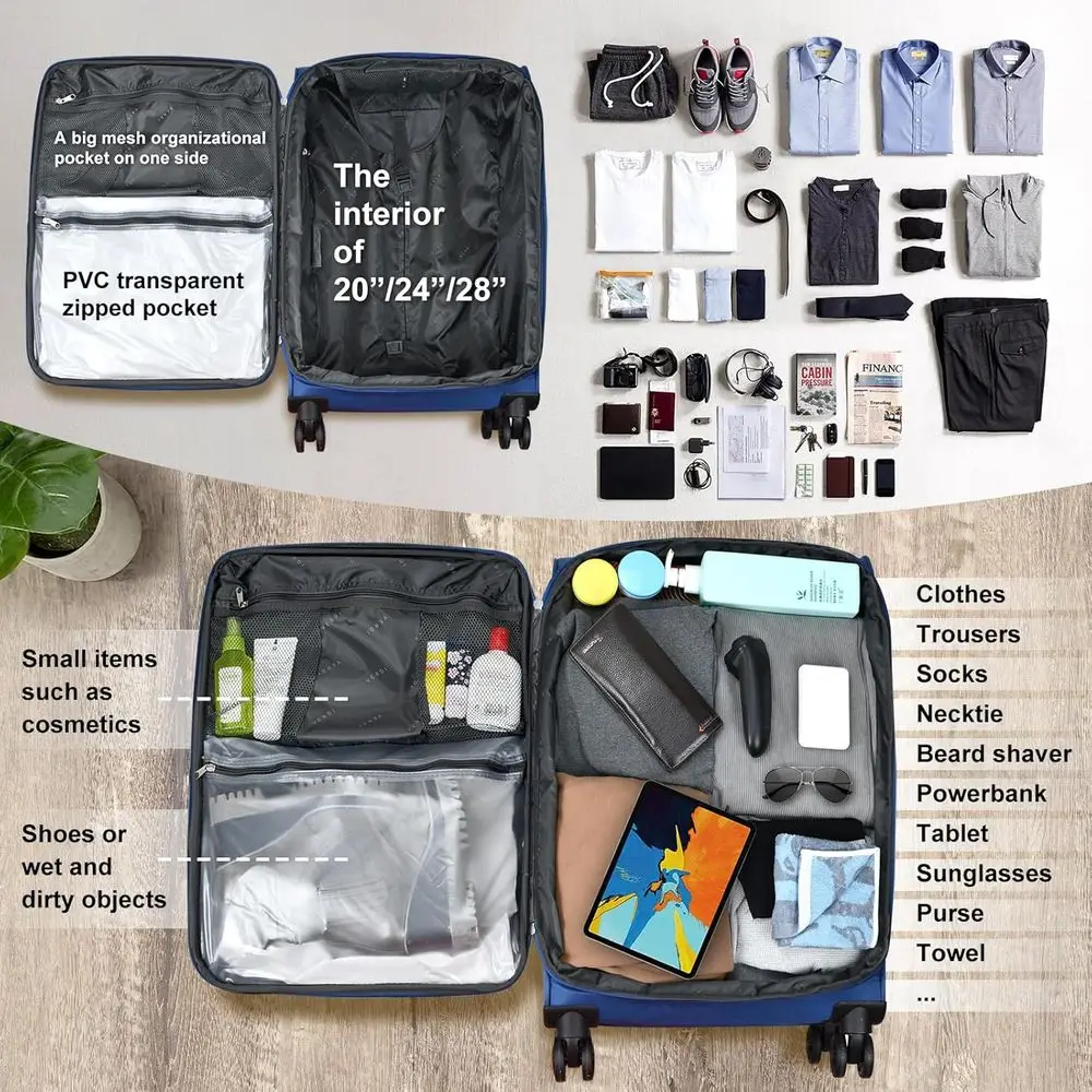 Bagagem giratória extensível 28 Softside Navy com grande capacidade