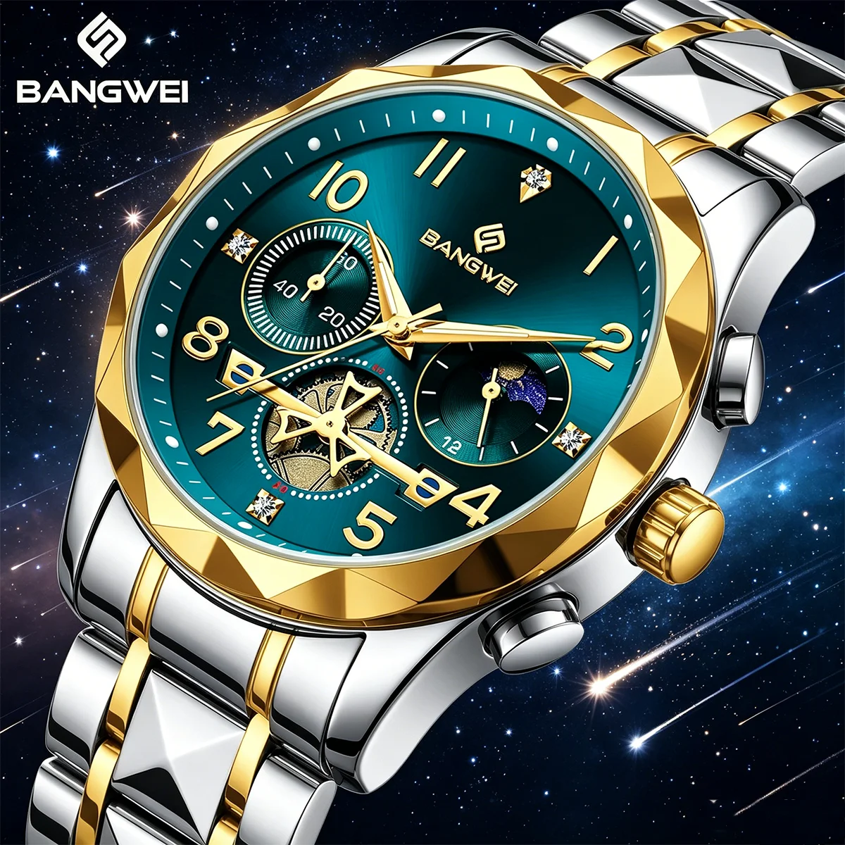 

BANGWEI Top Luxury Male Watch Waterproof Luminous Date Men Watch Stainless Steel Male Clock Sport Fashion Men's Quartz Watches
