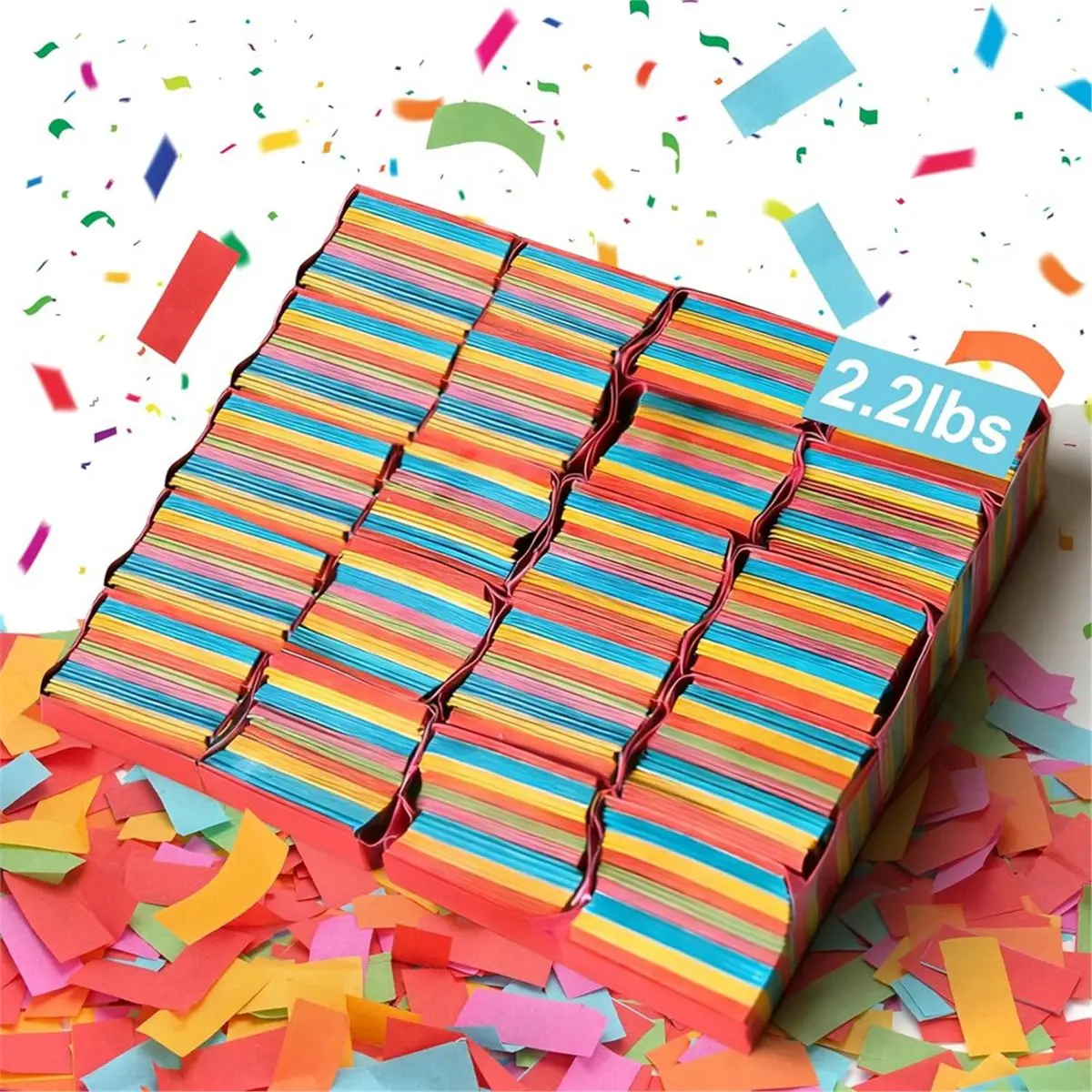 Confetti Paper, 2.2 LBs Multicolor Rectangular Tissue Paper for Confetti Machine, Weddings, Celebrations, Events