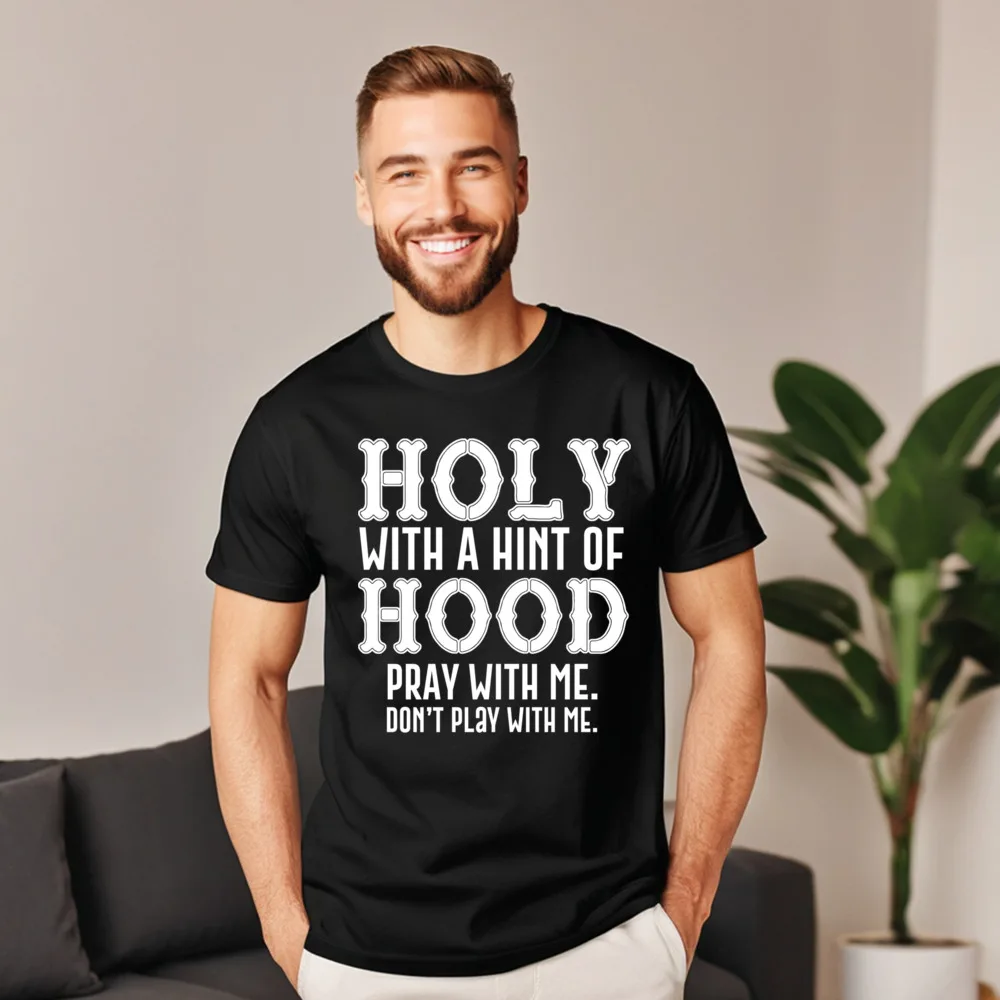 

Holy With A Hint Of T Shirts Short Sleeve Funny Loose Mens Christmas Tops & Tees Funny Tops Shirts Round Neck Pure Cotton