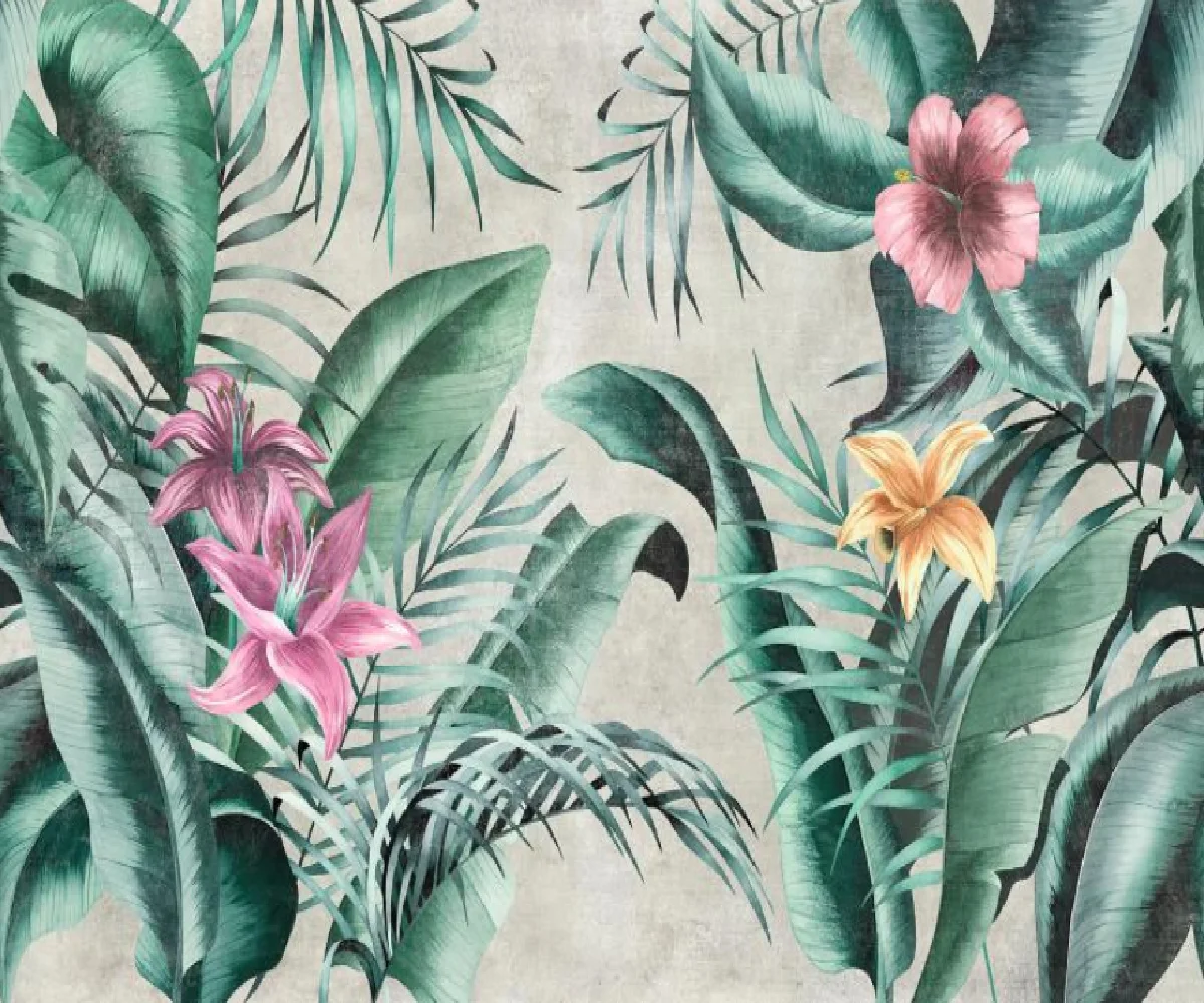Customized Modern American tropical plants bird flower Bedroom Children's Eco-friendly Stereo Wallpaper papier peint
