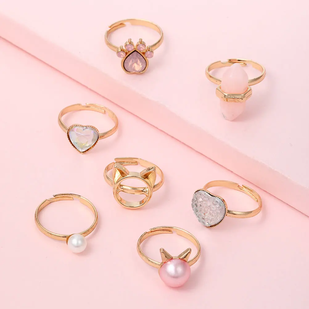 

7Pcs Finger Rings Metal Adjustable Rings Jewelry for Lovely Decorative Dress Up Accessories