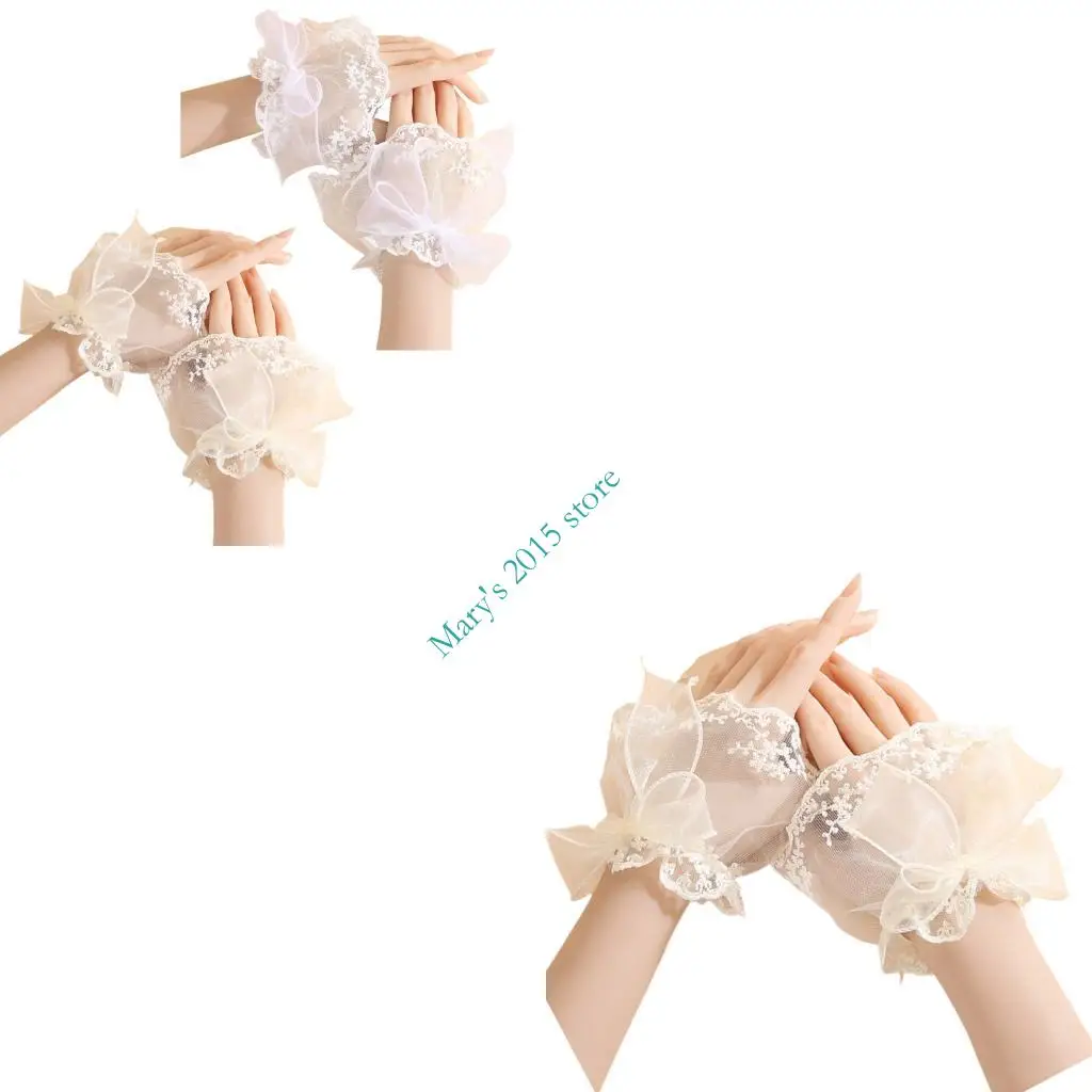 

E15F Церемониальная отделка, сетчатые перчатки с эластичной цепочкой, декоративная вышивка, подходят для свадебных танцев