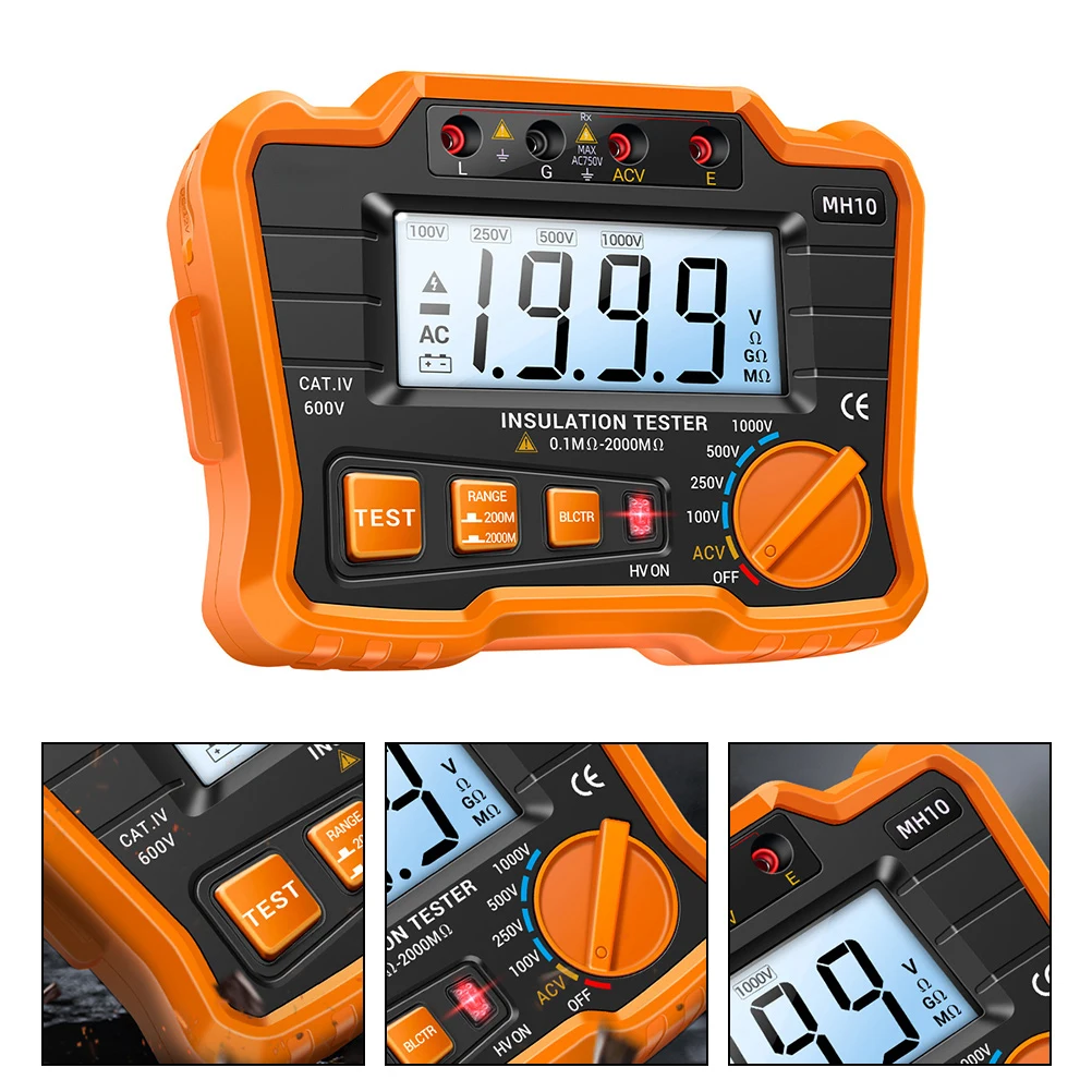 

Insulation Resistance Tester Digital Megohmmeter LCD Display High Voltage Measurement Instrument Safety Test Equipment