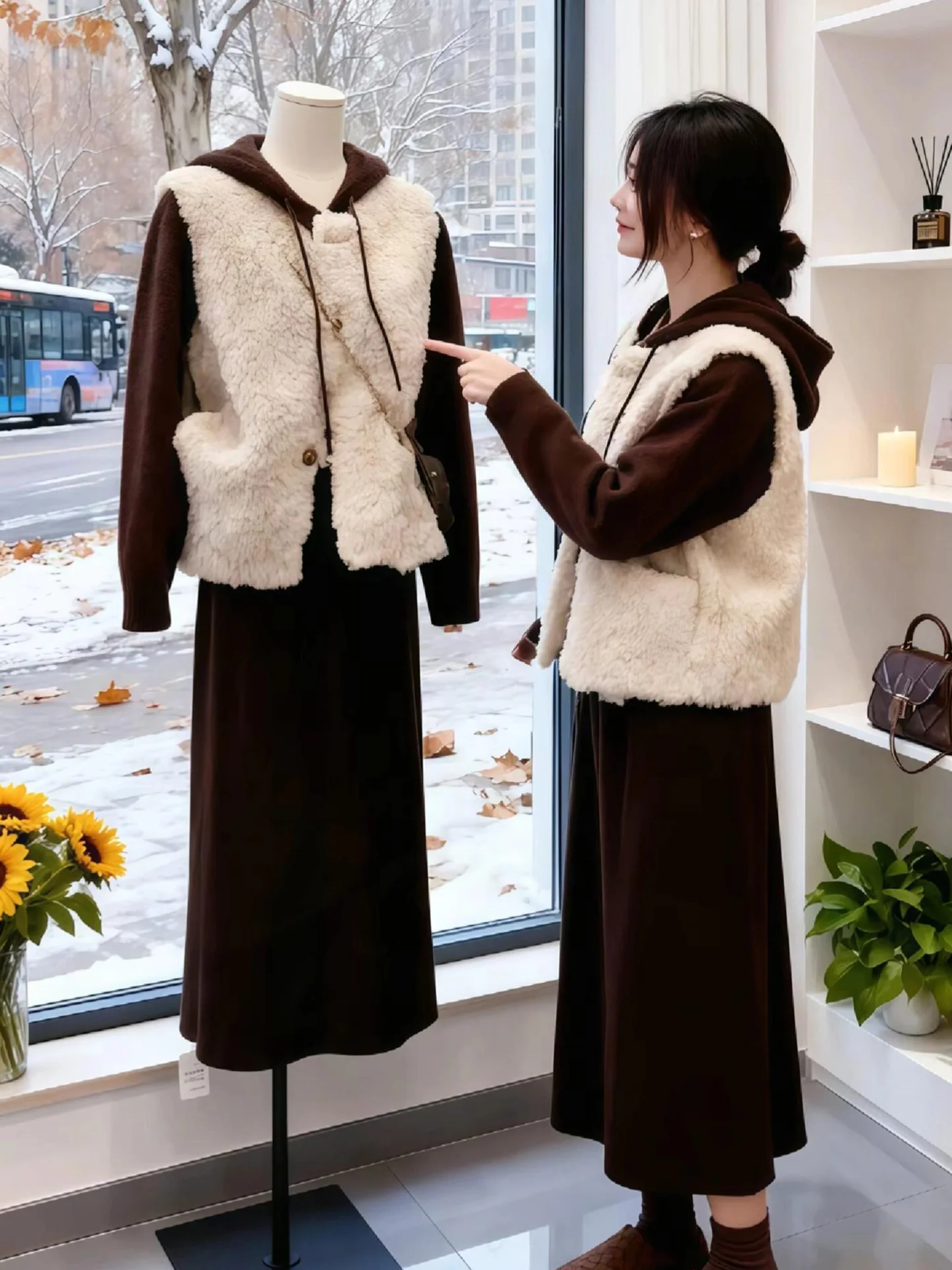 

Soft Versatile Warm Trendy Commute oulder Pad Vest Casual Outerwear Faionable Top for Women in 25-29 Years Old Age