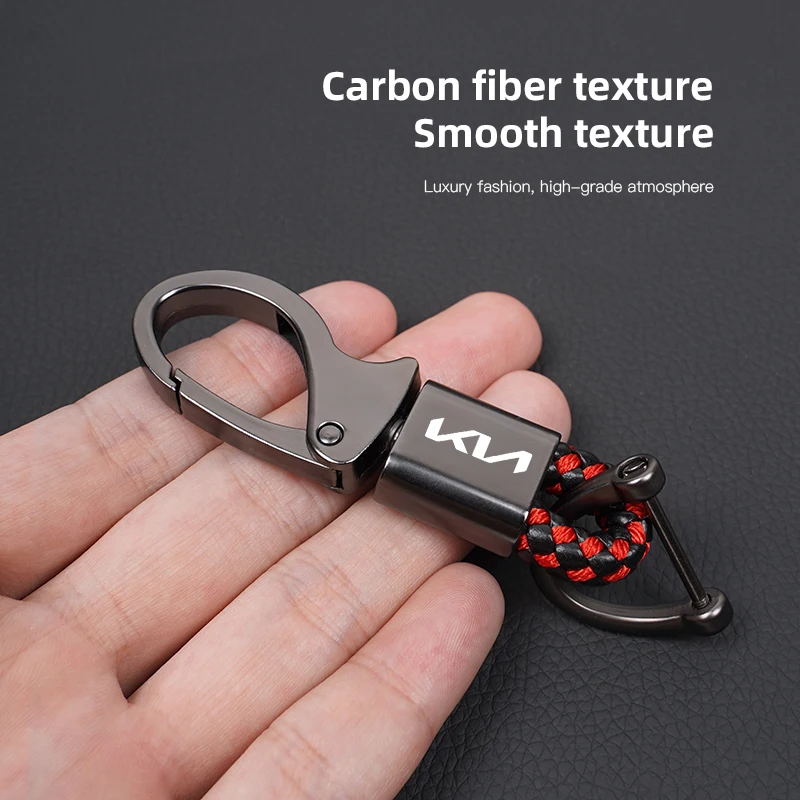 Car Accessories Braided Rope Keyring Metal Keychain For Kia KN Sportage Ceed Picanto Rio ProCeed Forte K7 K5 K8 K3 Niro Morning