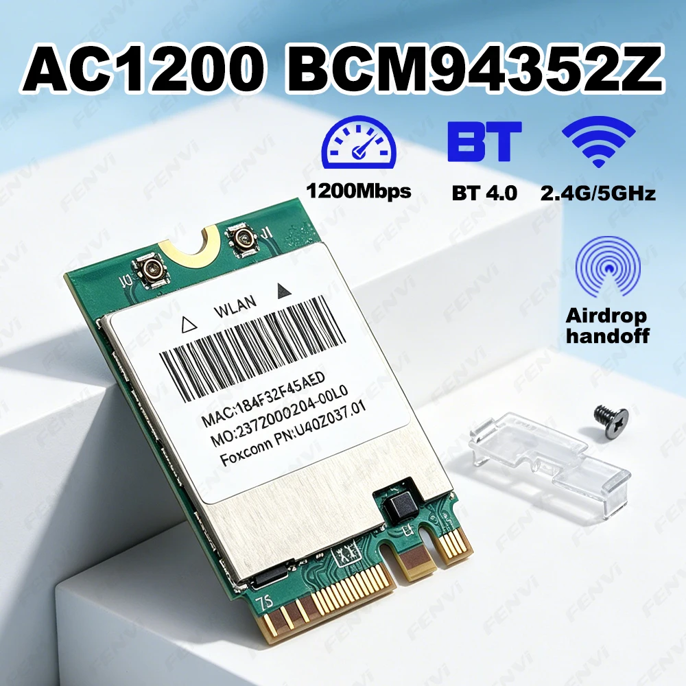AC1200 Wireless WiFi Bluetooth 4.0 Combo Card 2.4G/5GHz Dual Band 1200Mbps M.2 NGFF Network Adapter for Laptop PC Win 7/8/10/11