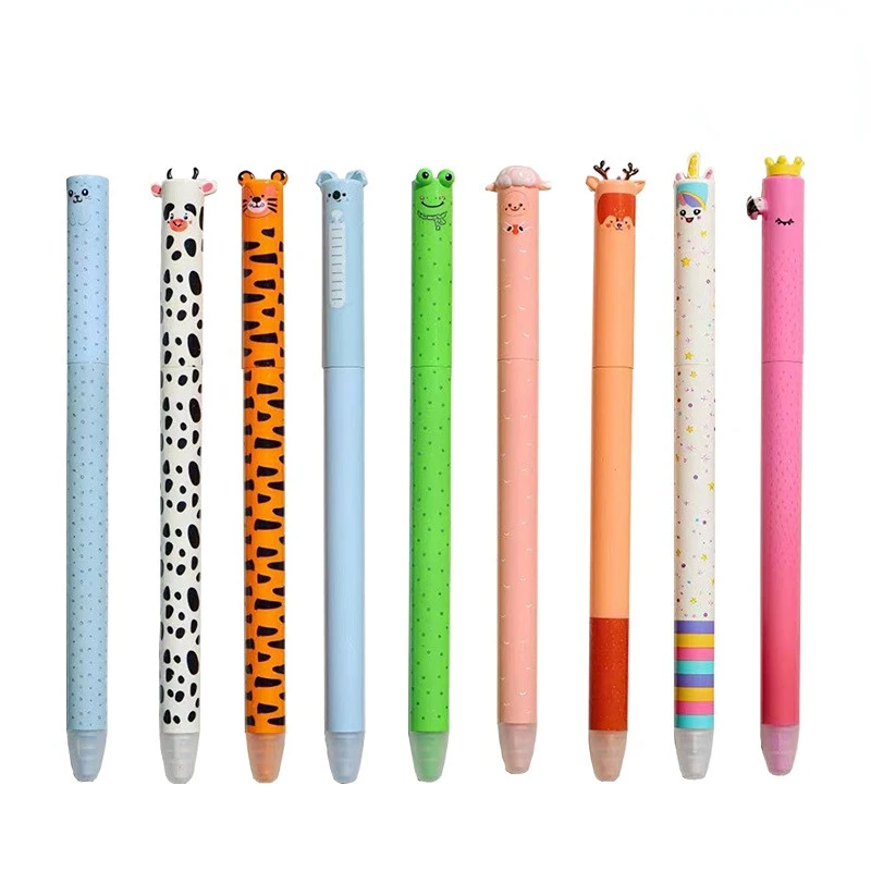 

9 pieces animal shaped erasable ballpoint pen cute animal shaped rotating erasable pen note taking pen