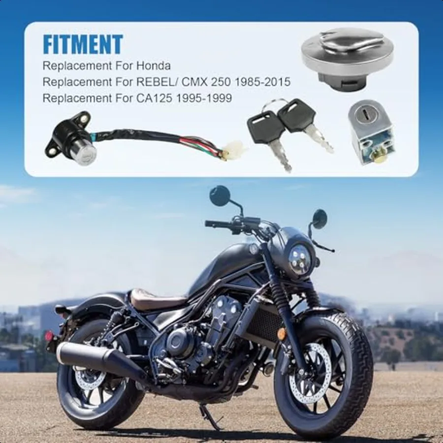 สวิตช์จุดระเบิดใหม่การใช้แก๊สหมวกกันน็อคที่นั่งล็อคชุดกุญแจสําหรับ Rebel 250 CMX250
