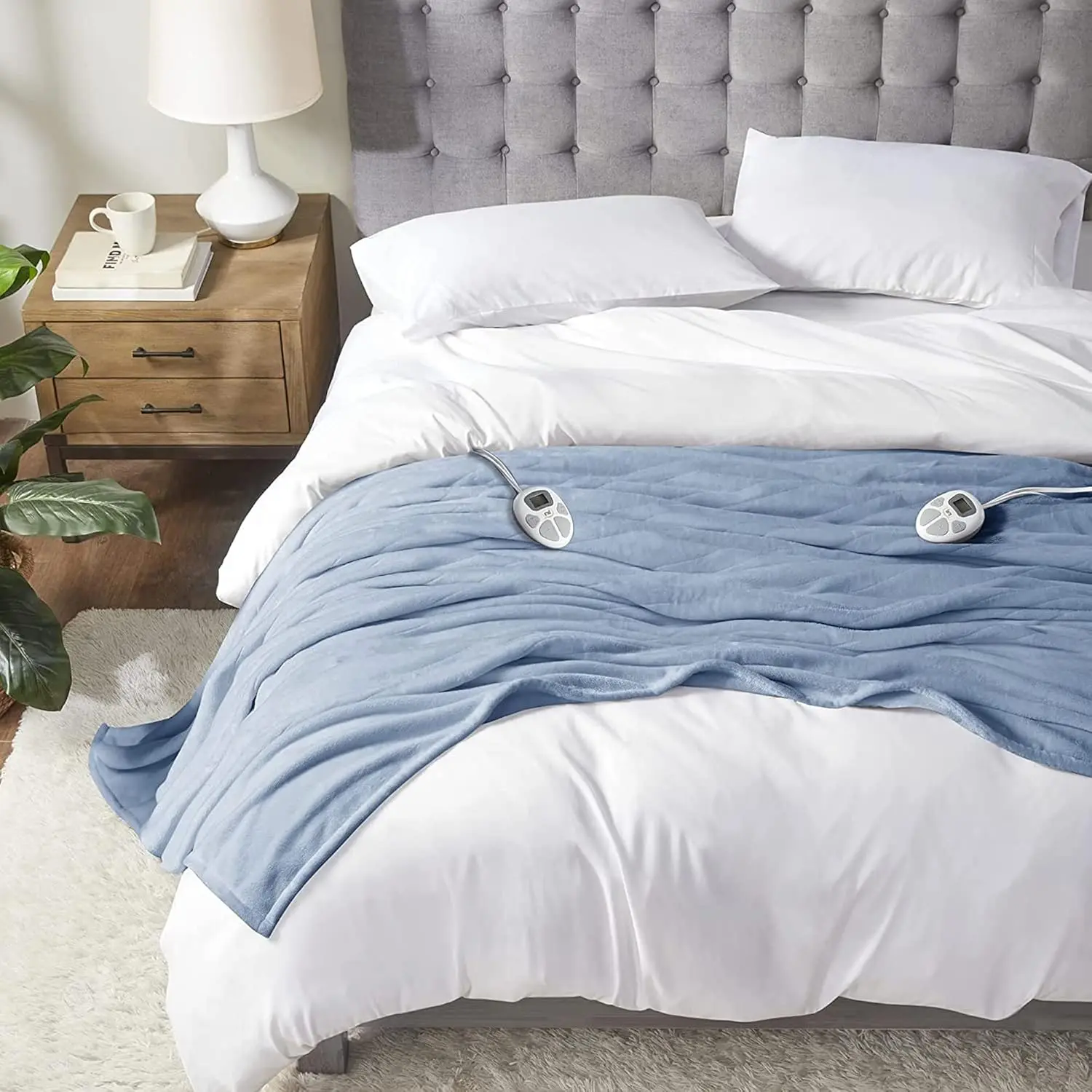 

Электрическое одеяло с быстрым нагревом, 10 режимов, таймер автоматического отключения, низкий уровень ЭМП, можно стирать в машине, цвет морской волны, размер King Size