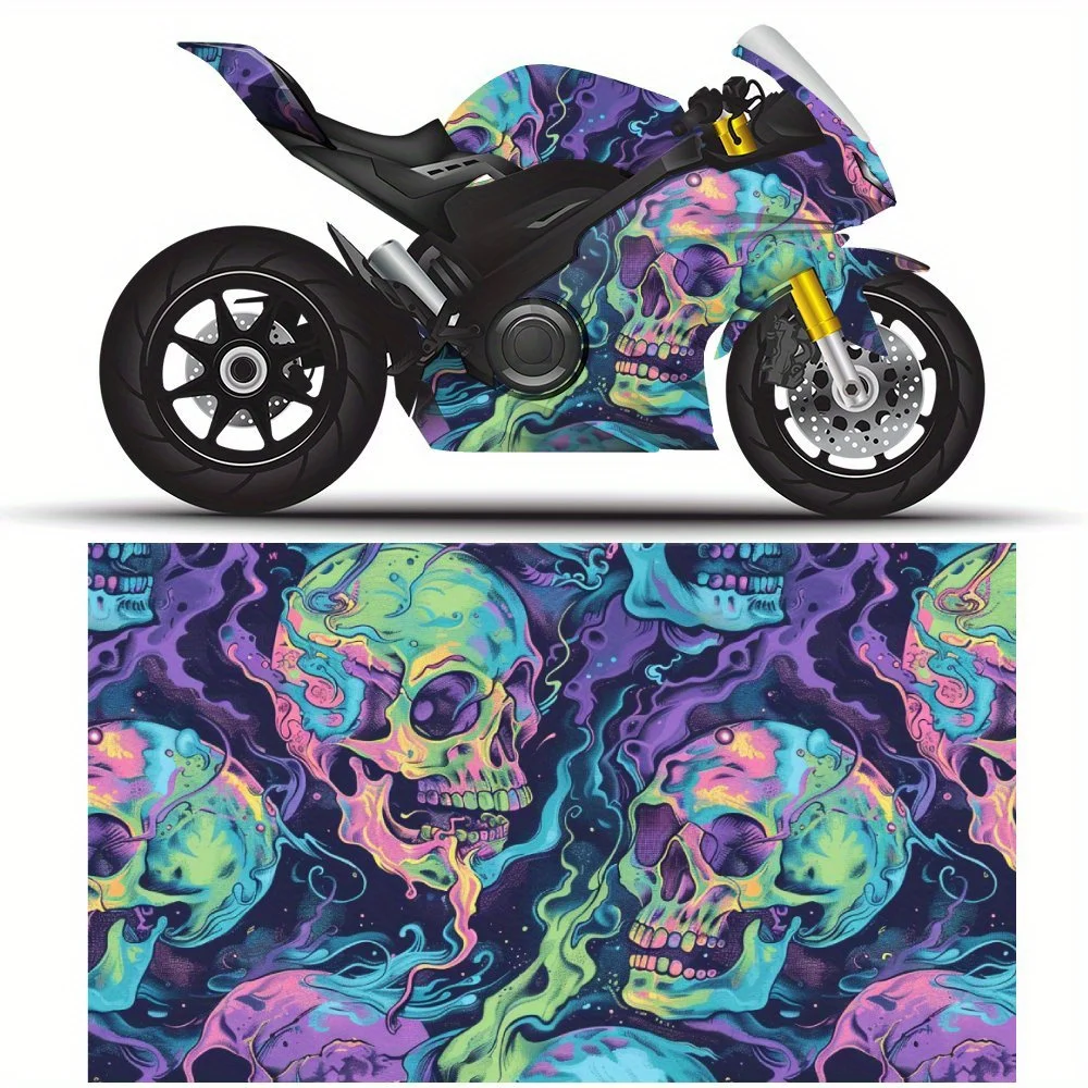 

Киберпанк красочные художественные граффити с принтом черепа мотоцикла полная упаковка наклейки декоративные мотоциклетные гонки изменение цвета наклейка пленка Pro