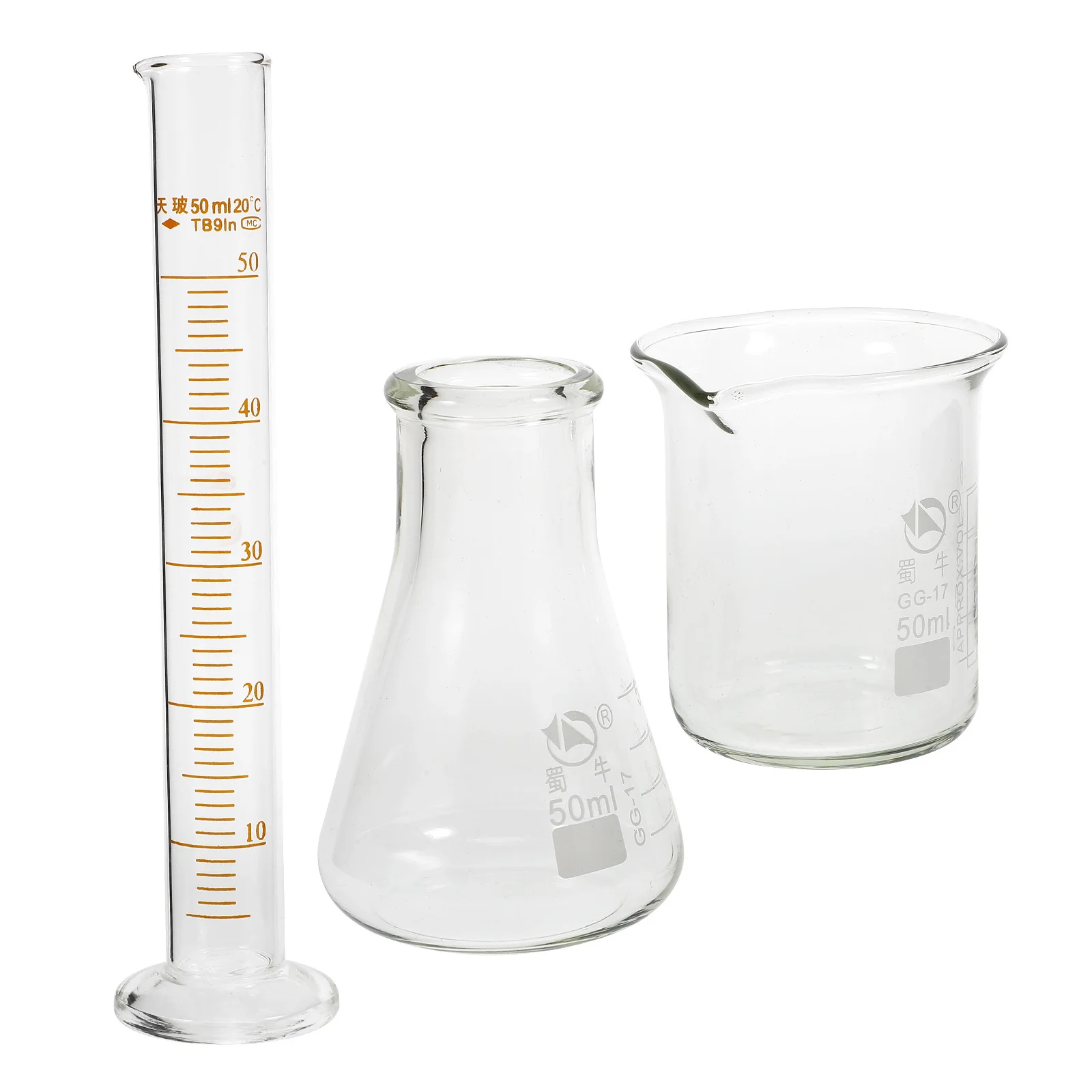 

1Set Scientific Laboratory Glassware Beaker Graduated Cylinder Flask Set for Chemistry Biology Physics Experiments