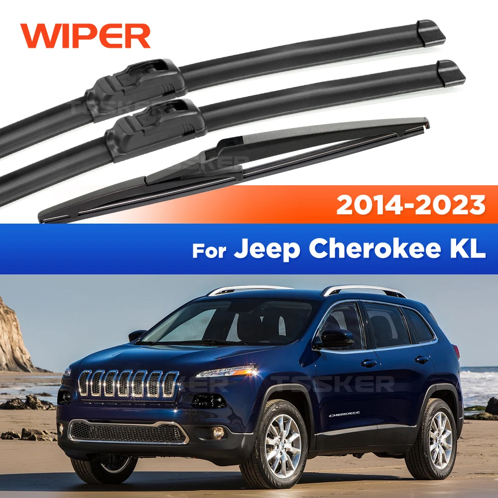 

For Jeep Cherokee KL 2014-2023 2015 2016 2017 Wiper Front & Rear Wiper Blades Windshield Windscreen Window Brushes 26"+18"+14"