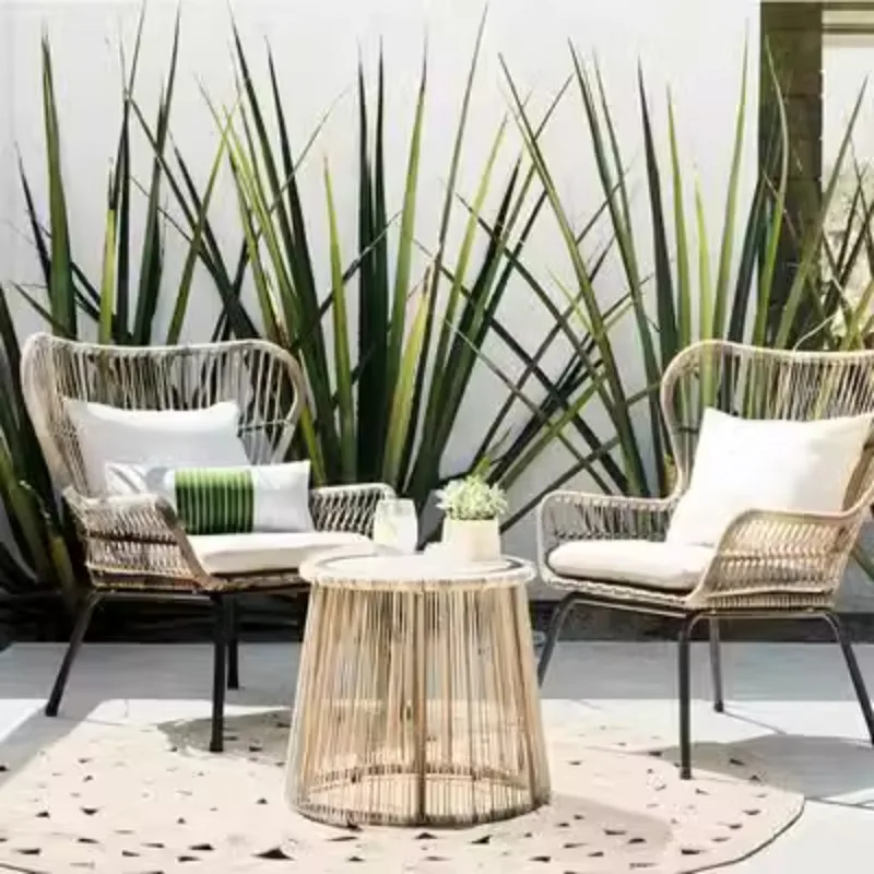 Outdoor table and chair rattan chair three-piece balcony simple and casual online celebrity rattan outdoor courtyard