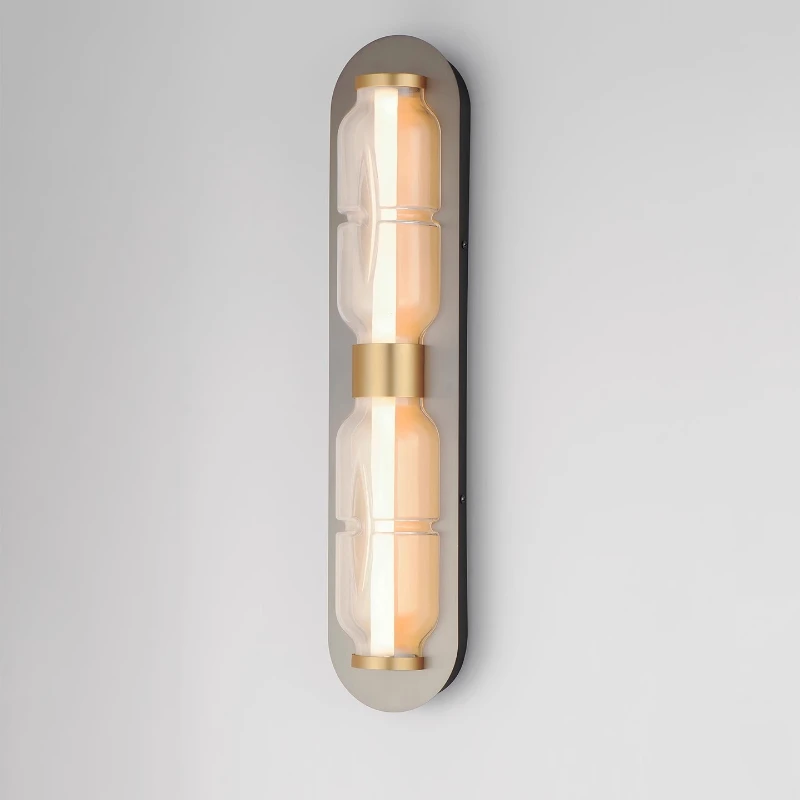 Italian Oval Stainless Steel LED Wall Lamp Double-headed Glass Light Moden Living Room Study Bedroom Corridor Restaurant Sconces