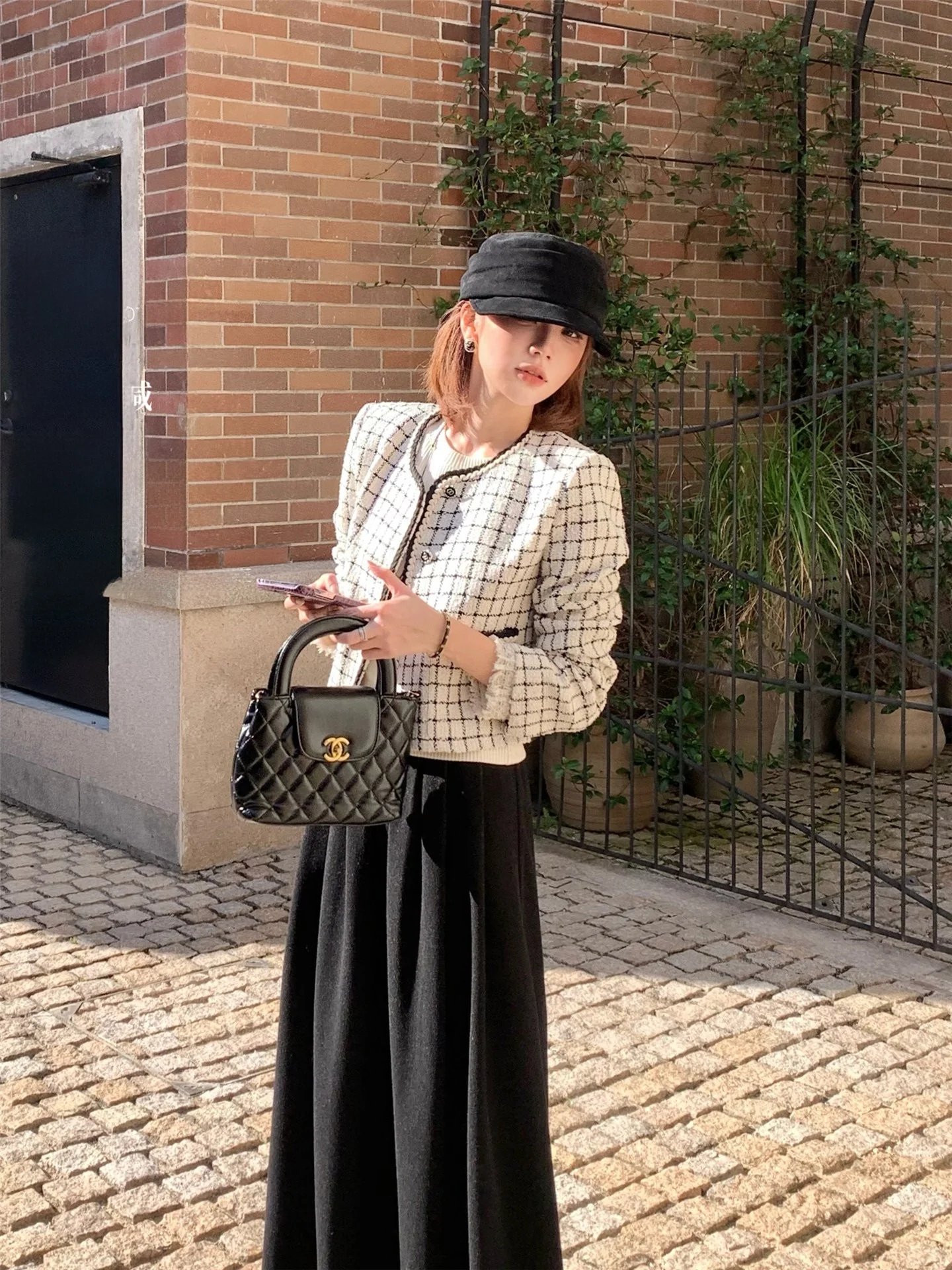 

Faionable Cheeseater Plaid ort Coat Women's Autumn Winter Outerwear Color Blo Stand Fit Lady Sle Warm round Ne