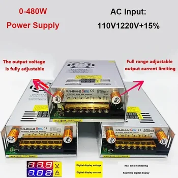 AC DC Transformers 220V to 5V 12V 24V Switching Power Supply Adjustable 36V 48V 60V 80V 120V 160V 220V 480W Digital Display